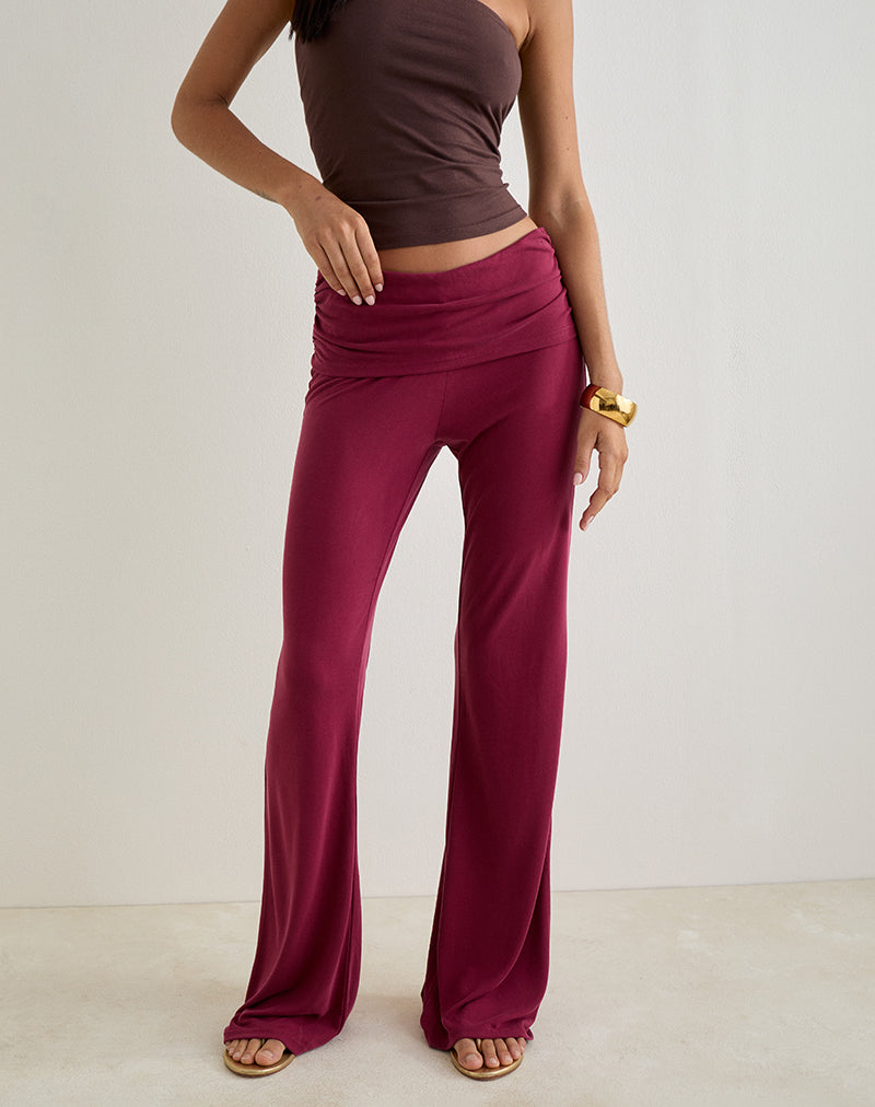Image de Jacita Low Rise Trousers in Cupro Burgundy