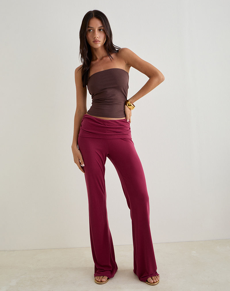 Image de Jacita Low Rise Trousers in Cupro Burgundy