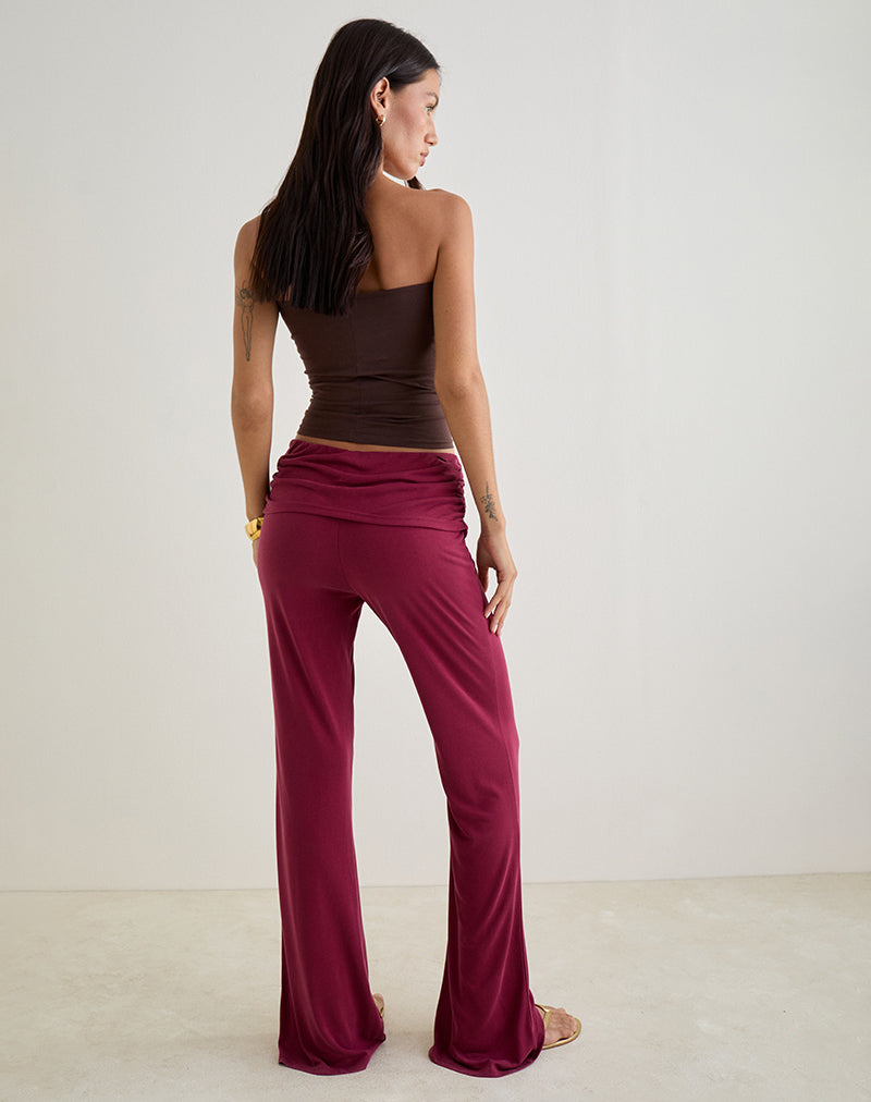 Image de Jacita Low Rise Trousers in Cupro Burgundy