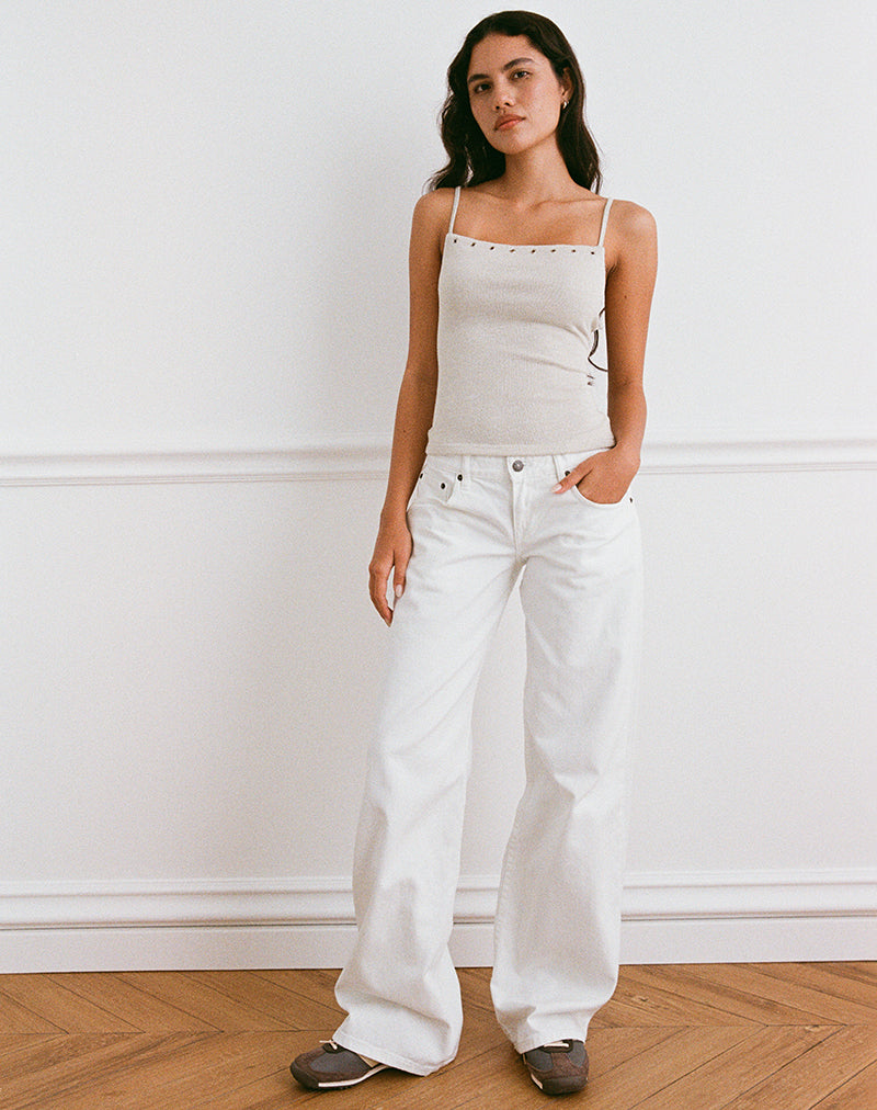 Image de Jalari Eyelet Cami Top in Knit Oatmeal
