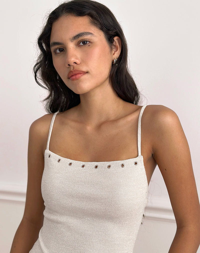 Image de Jalari Eyelet Cami Top in Knit Oatmeal