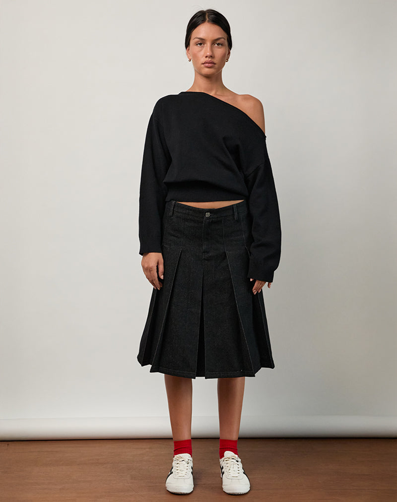 Jalira - Pull asymétrique à rayures noir