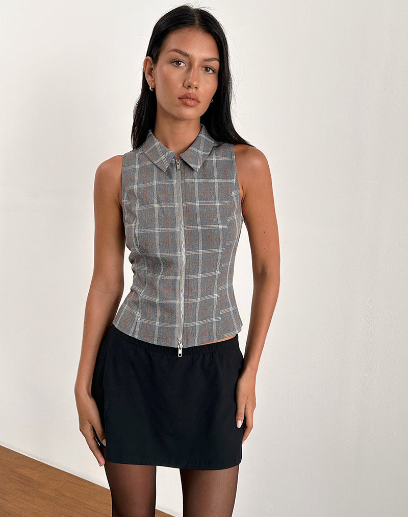 Image de Janae Zip Vest Top in Grey Check