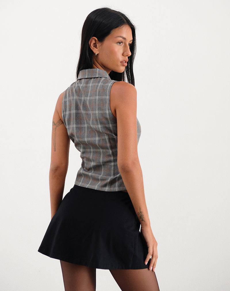 Image de Janae Zip Vest Top in Grey Check