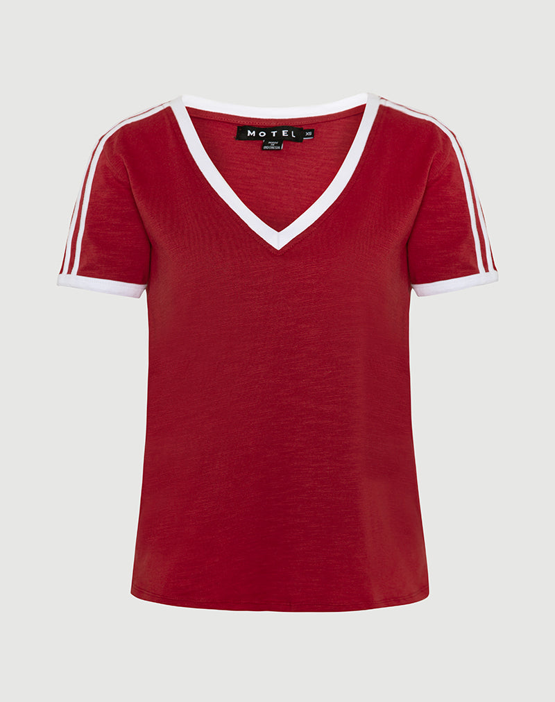 Image de Janan Top en rouge adrénaline avec fixation blanche