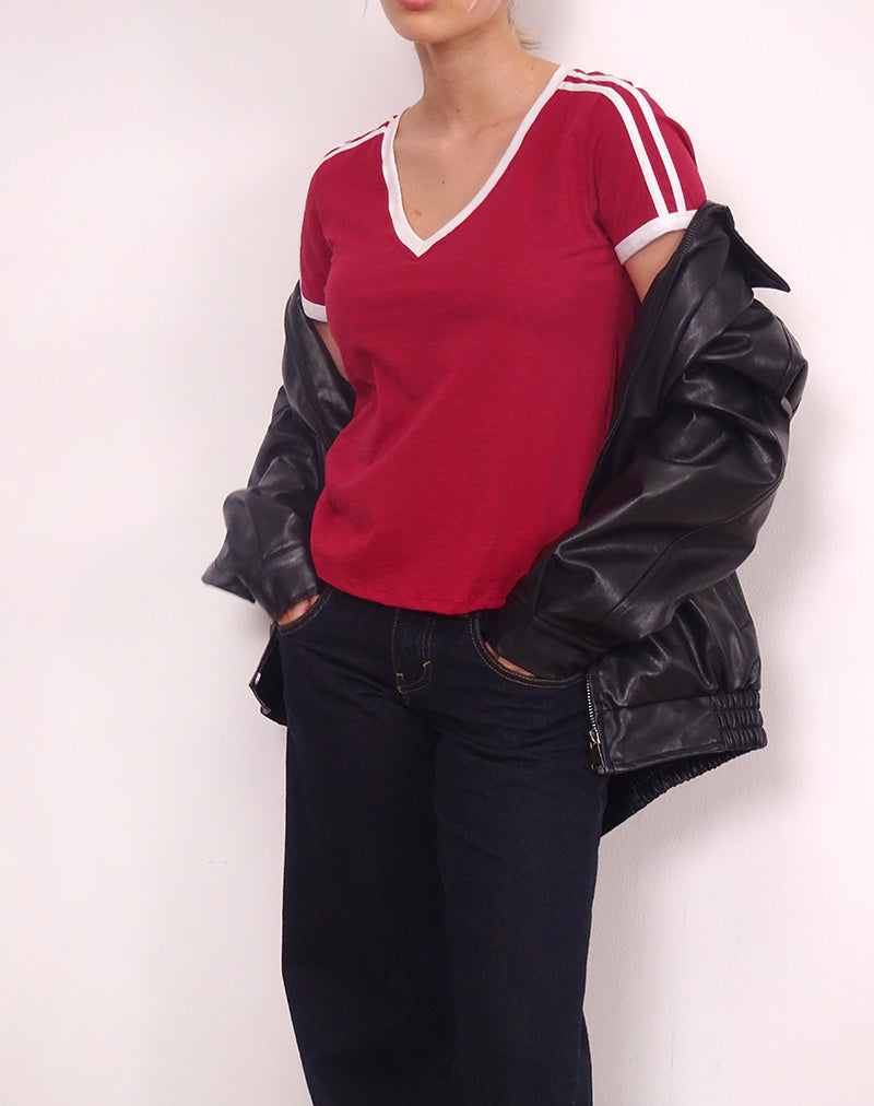 Image de Janan Top en rouge adrénaline avec fixation blanche