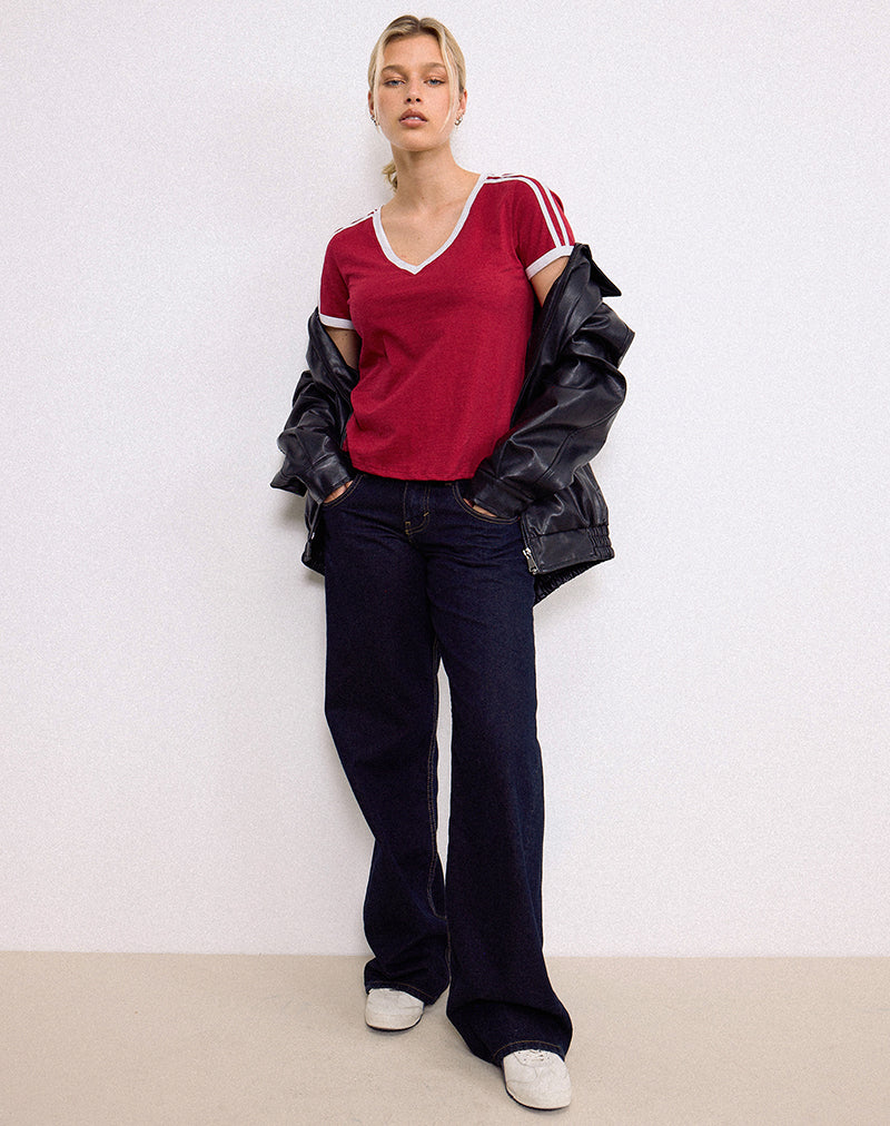 Image de Janan Top en rouge adrénaline avec fixation blanche