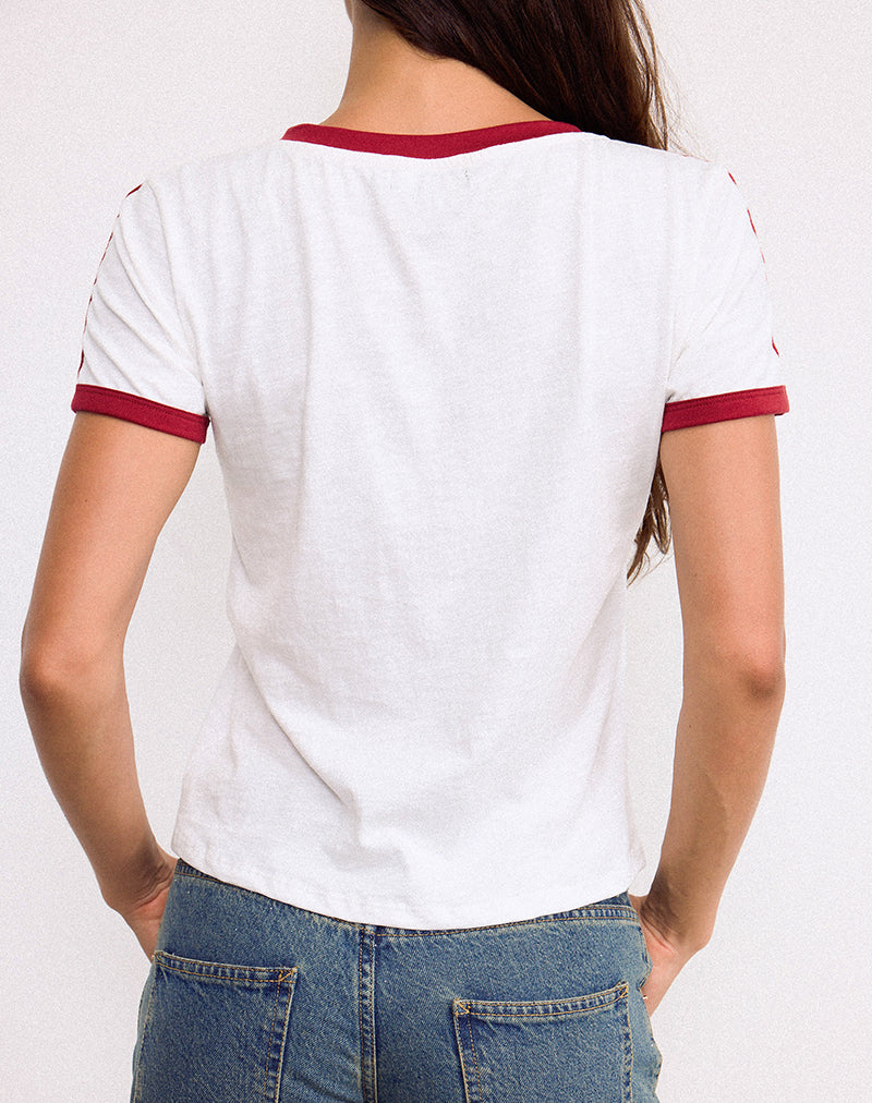 Image de Janan Top en Off White avec Adrenaline Red Binding
