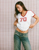 Image de Janan Top en Off White avec Adrenaline Red Binding