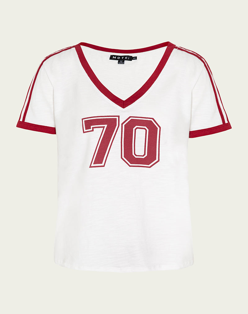 Image de Janan Top en Off White avec Adrenaline Red Binding