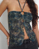 Image of Janar Halterneck Top in Tonal Pasiley Blue