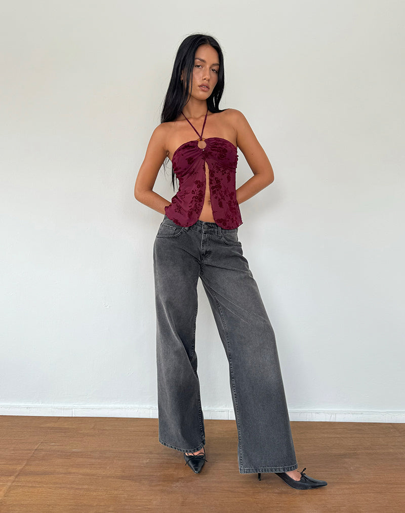 Image de Janar Top in Botanical Flower Maroon