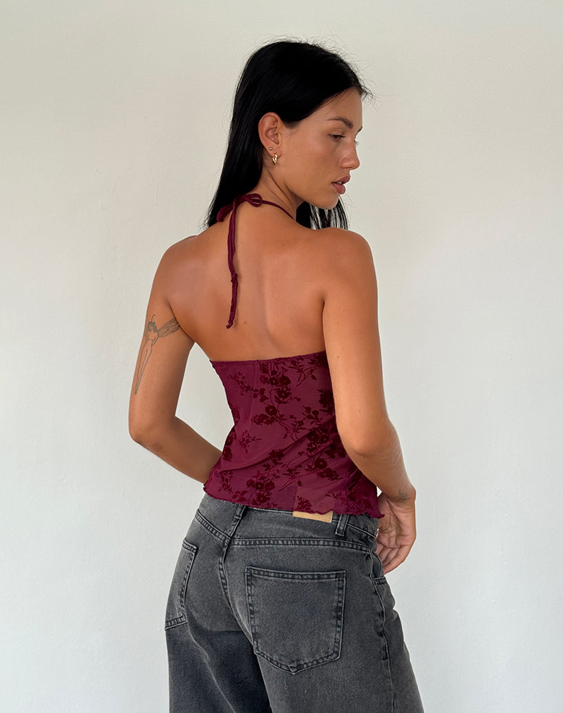 Image de Janar Top in Botanical Flower Maroon