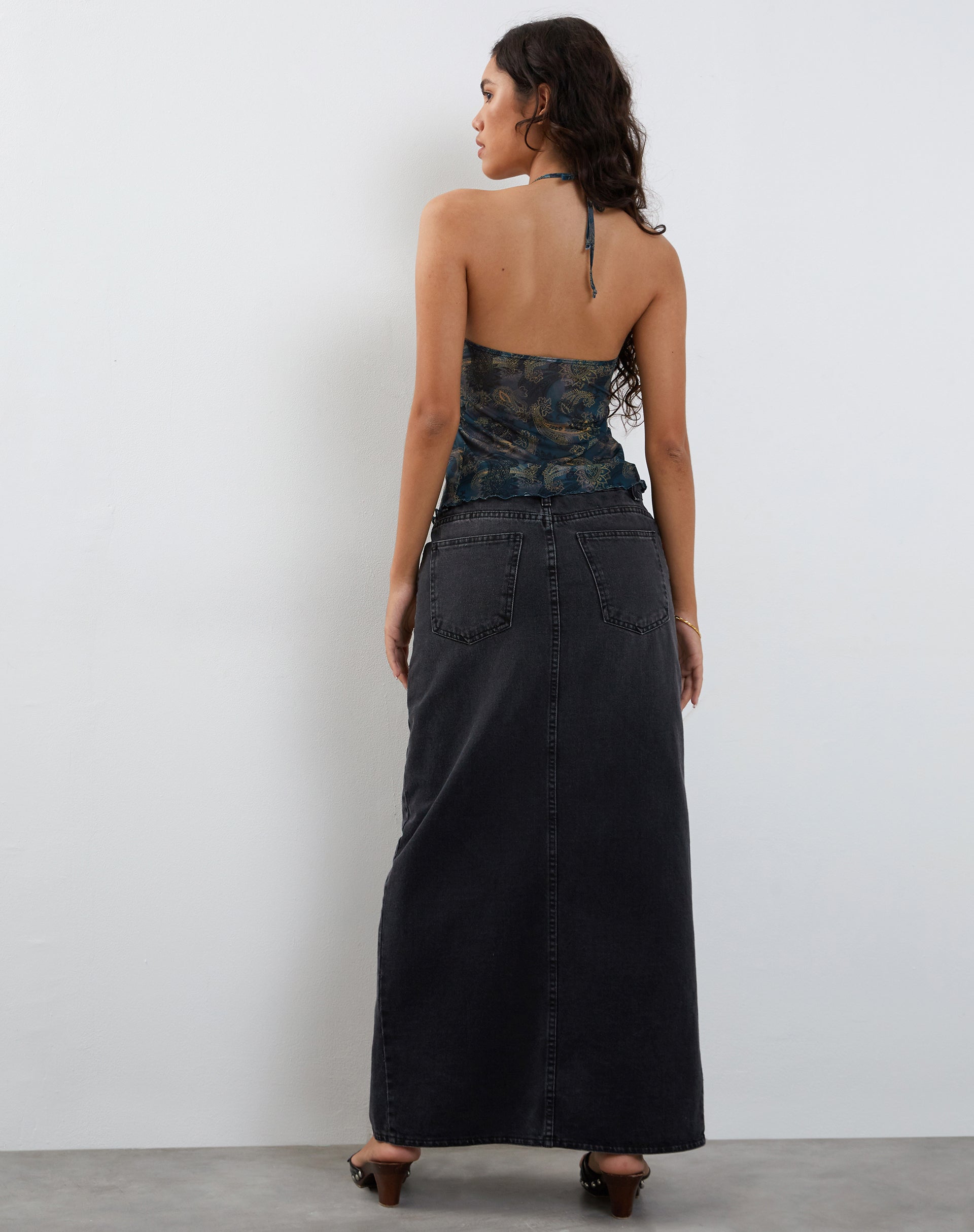 Image of Janar Halterneck Top in Tonal Pasiley Blue