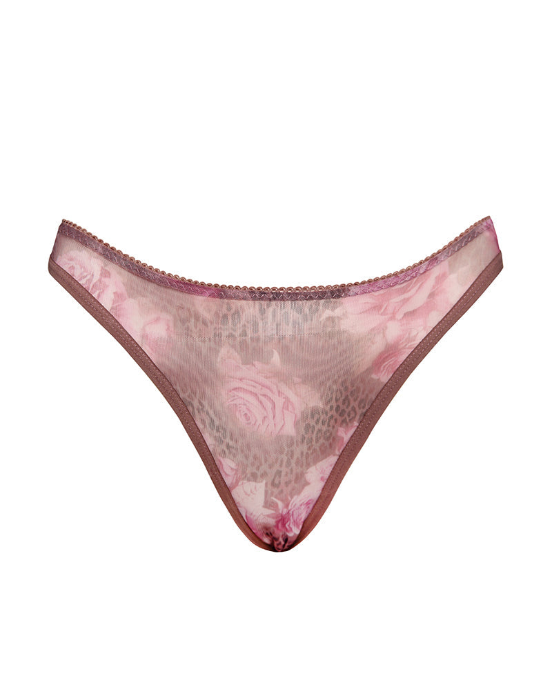 Image de la culotte Selia en maille rose léopard