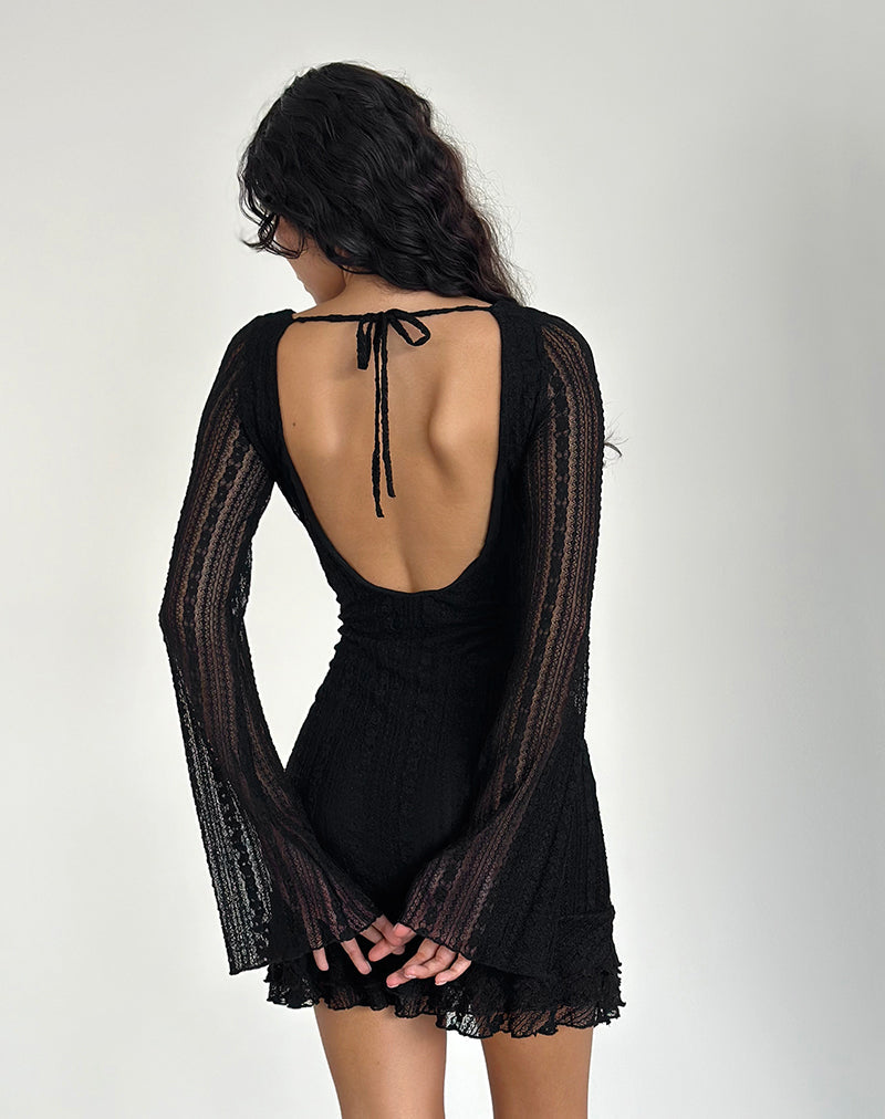 Janawa - Mini robe dos nu en dentelle - Noir