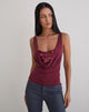 Image de Janice Top in Sequin Jersey Burgundy
