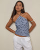 Image of Janisa Halterneck Top in Blue Striped Flowers