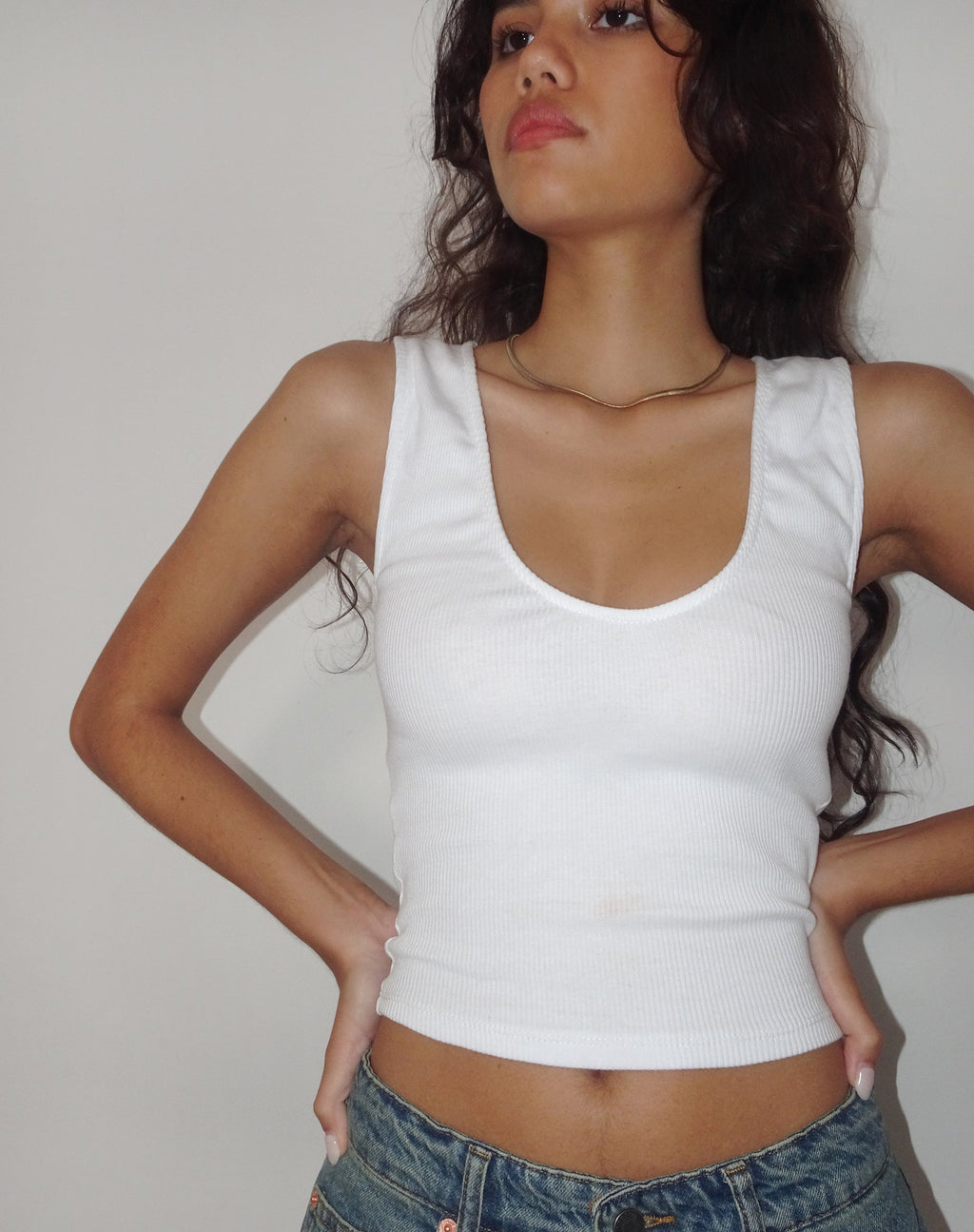 Jastio - Top gilet en jersey côtelé blanc
