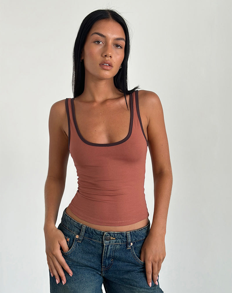 Top Jastiya en brique avec reliure marron