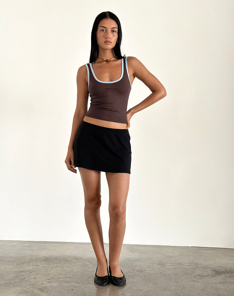 Image de Jastiya Top in Brown with Nantucket Blue Binding