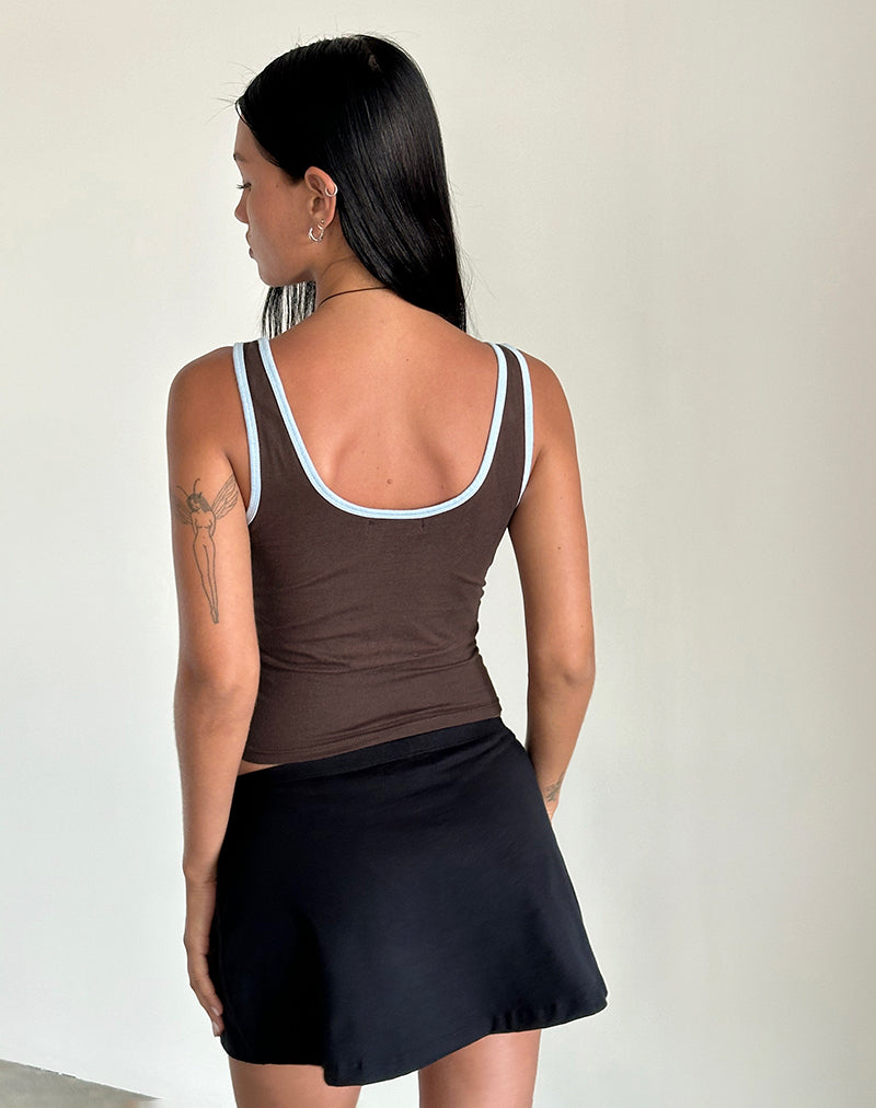 Image de Jastiya Top in Brown with Nantucket Blue Binding