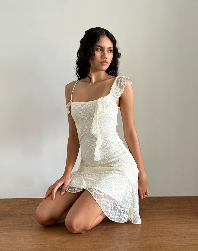 Mini robe Jati en dentelle Canina Rose écrue
