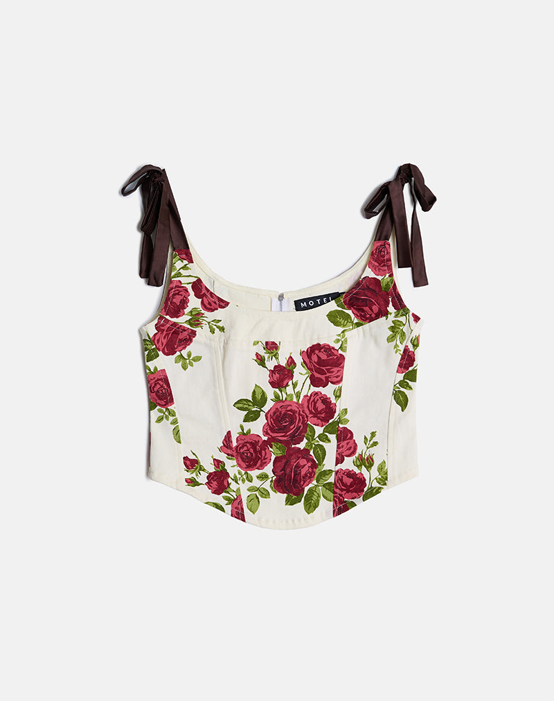 Image de Jatmi Corset Top in Bouquet Roses Cream