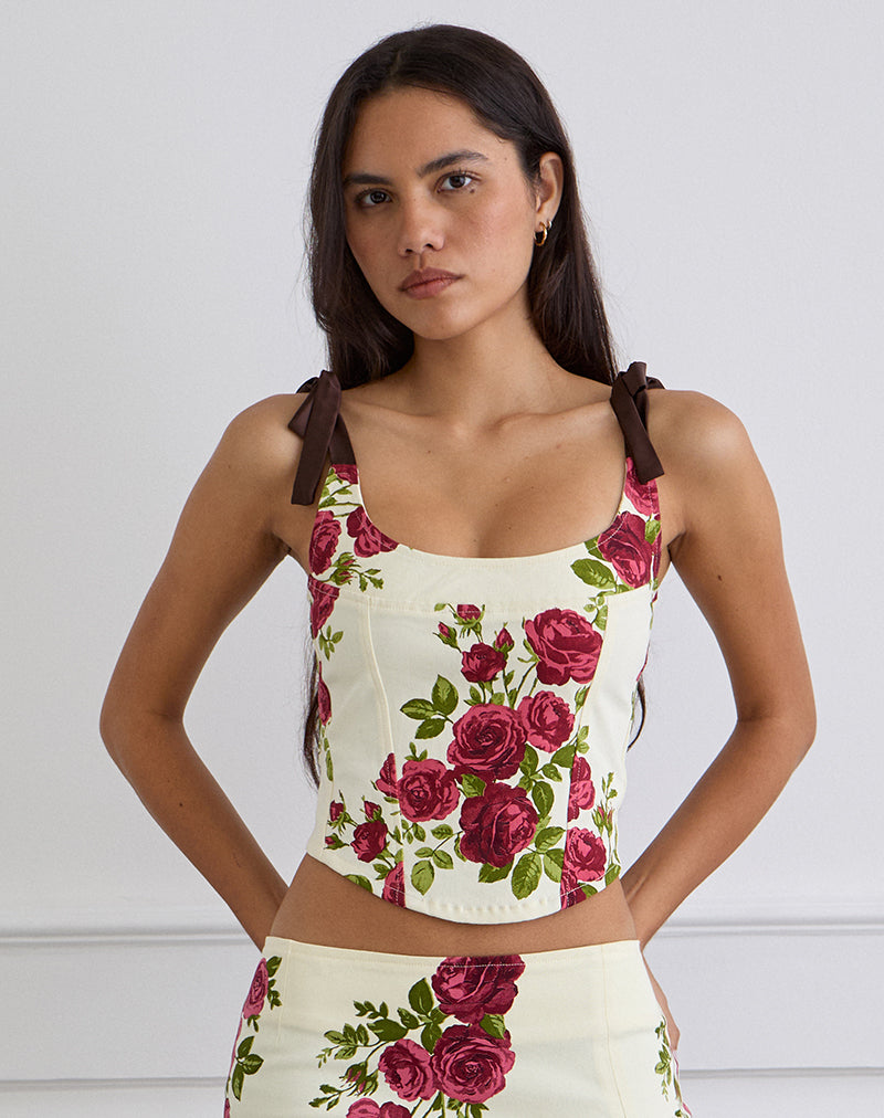 Image de Jatmi Corset Top in Bouquet Roses Cream