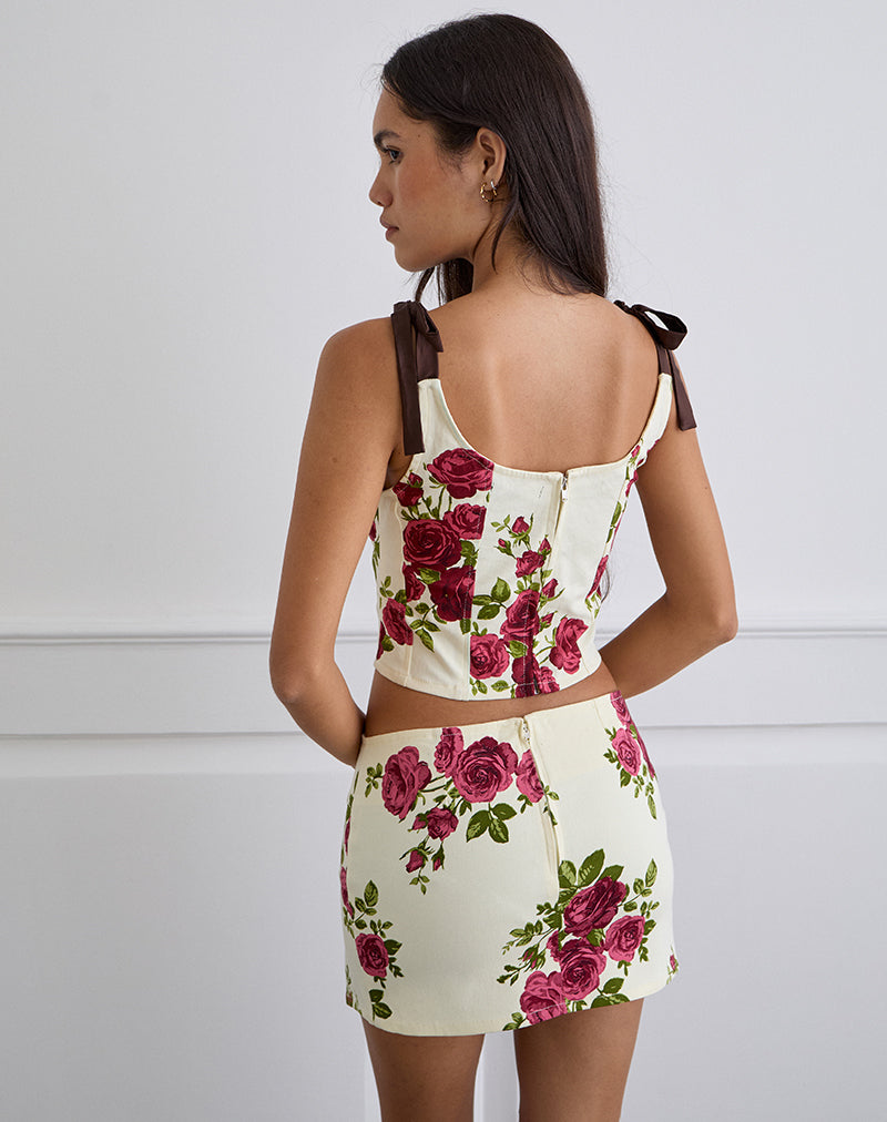 Image de Jatmi Corset Top in Bouquet Roses Cream