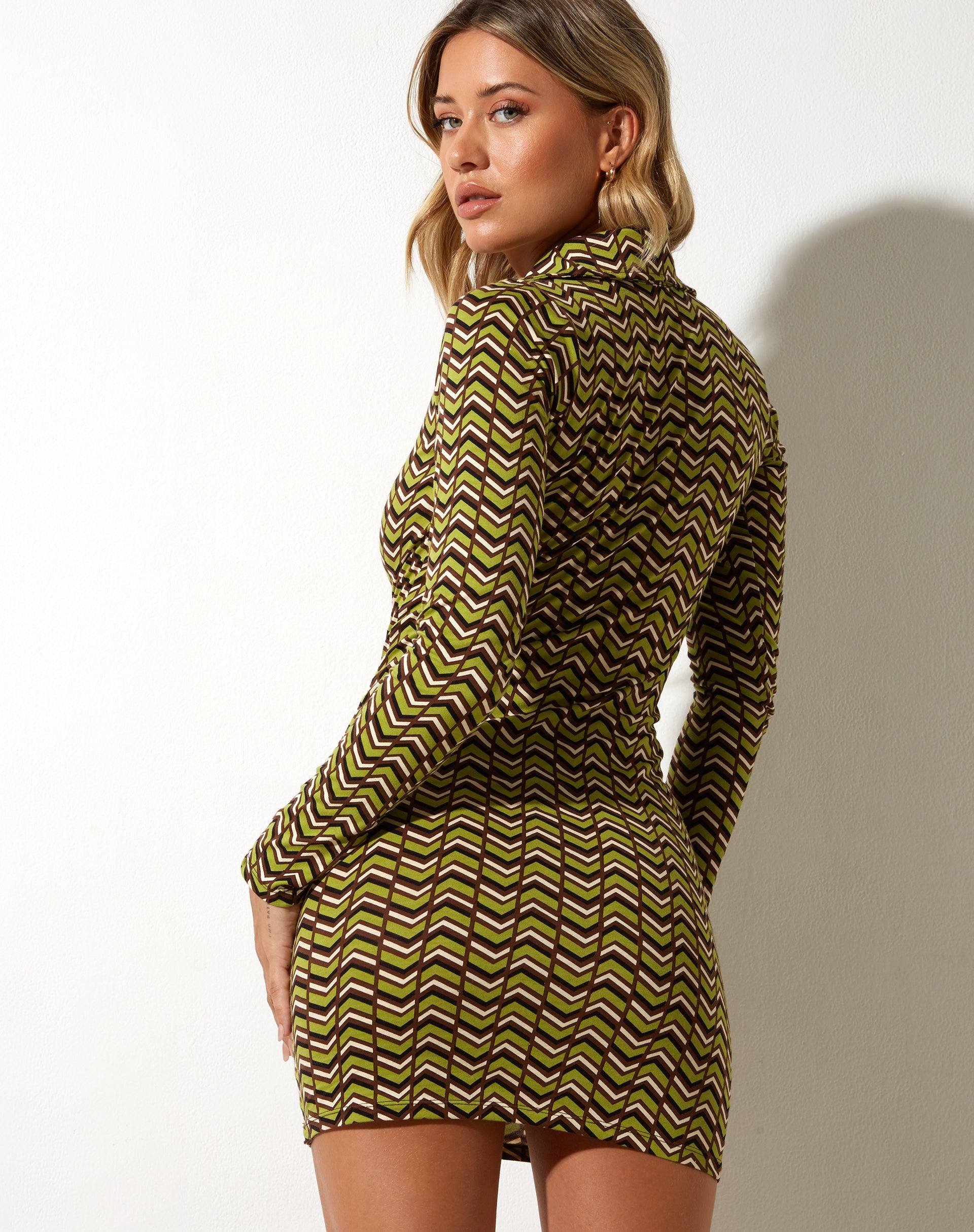 image de Mini robe Javiera en vert chevron
