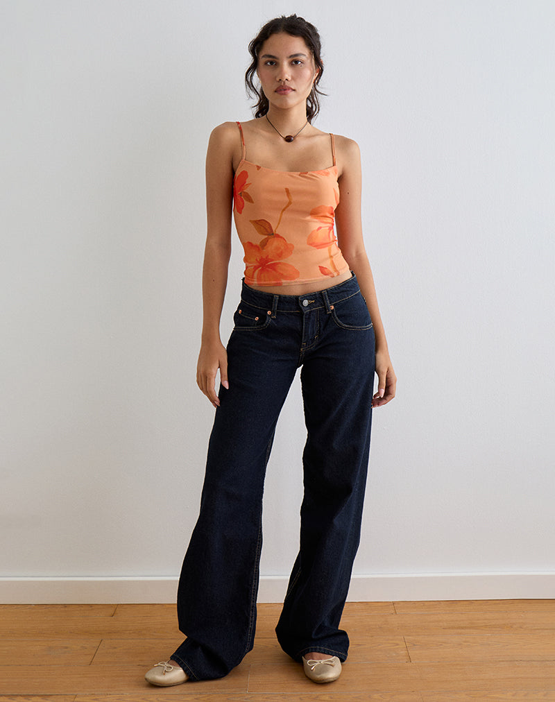 Image de Jefita Cami Top in Watercolour Hibiscus Orange