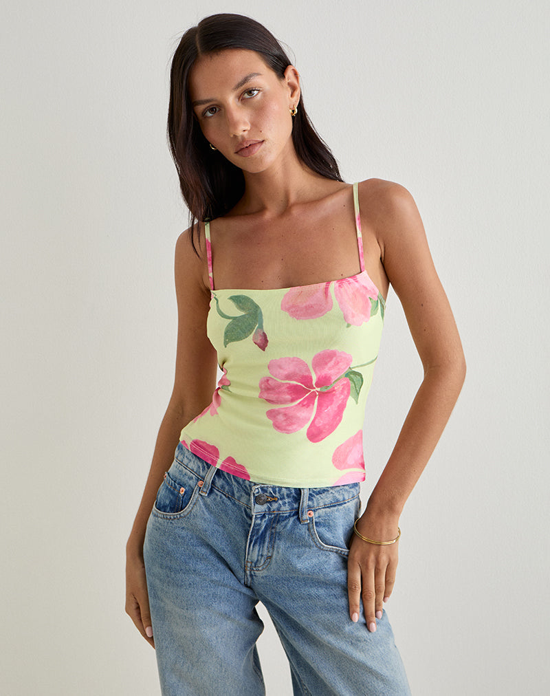 Image de Jefita Cami Top in Watercolour Hibiscus Yellow