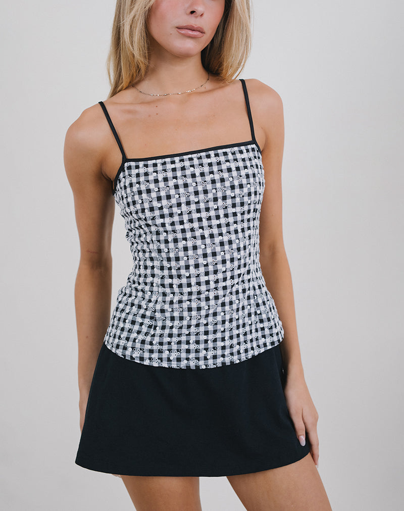 Image de Jeiha Cami Top in Floral Gingham Black
