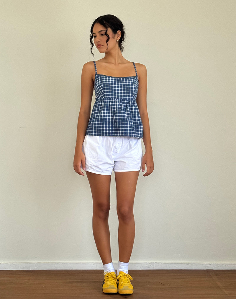 Image de Jeju Top in Navy Tartan Poplin