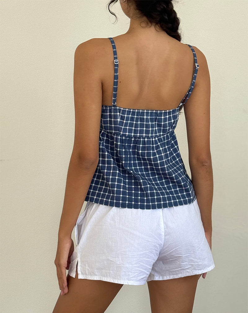 Image de Jeju Top in Navy Tartan Poplin