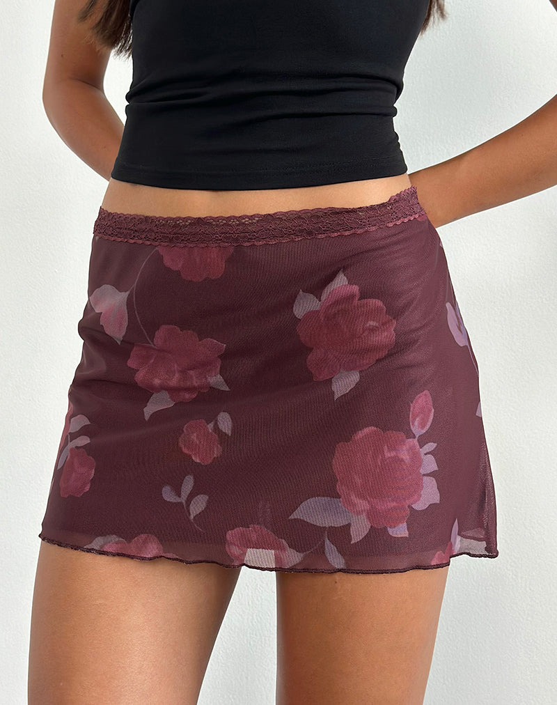 Minijupe Jeor, Blooming Rose Burgundy