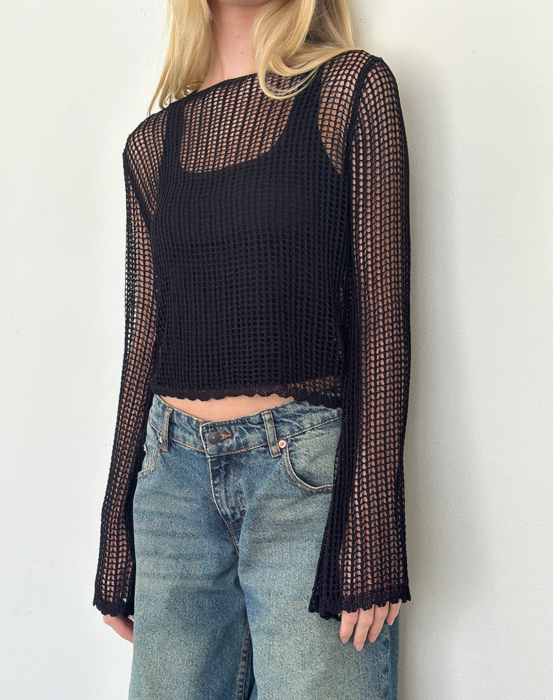 Image of Jessamyn Open Knit Jumper in Black