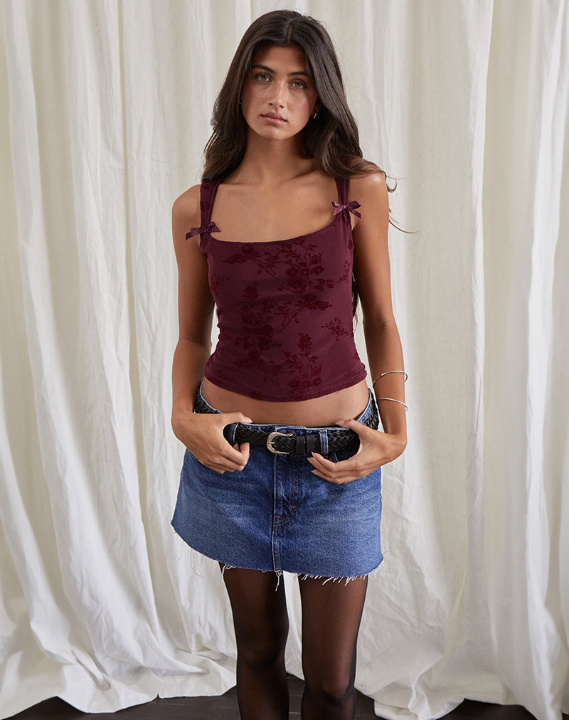 Image de Jiniso Vest Top in Botanical Flower Flock Maroon