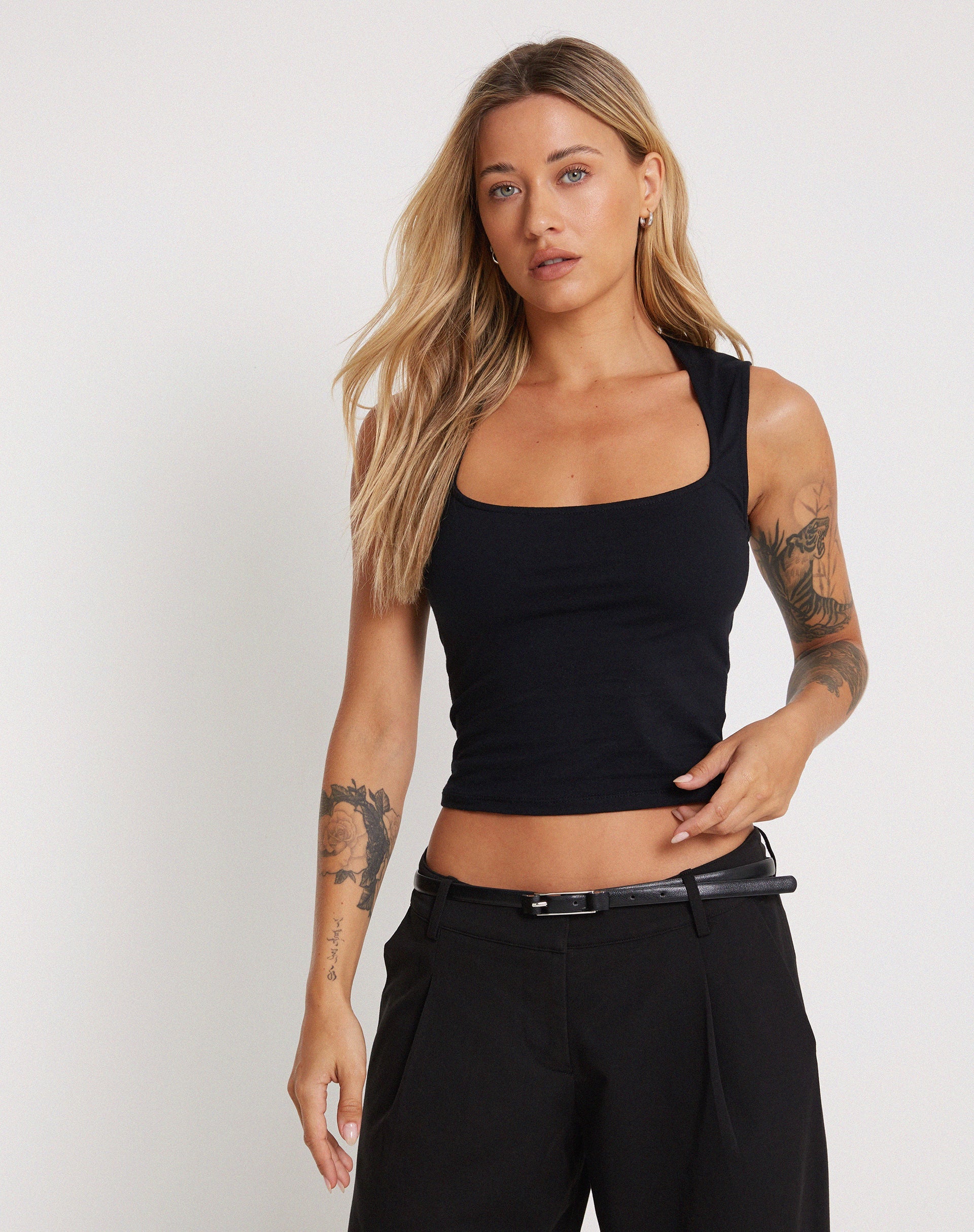 Image de Jinsu Crop Top en Lycra Noir