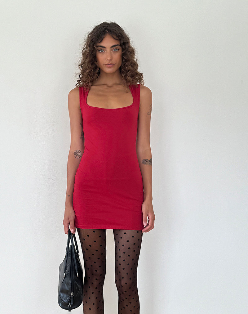 Jinsuen - Mini robe bodycon en rouge adrénaline