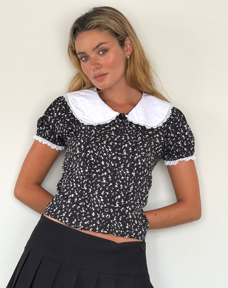 Chemisier Jisoya, noir Ditsy Romance
