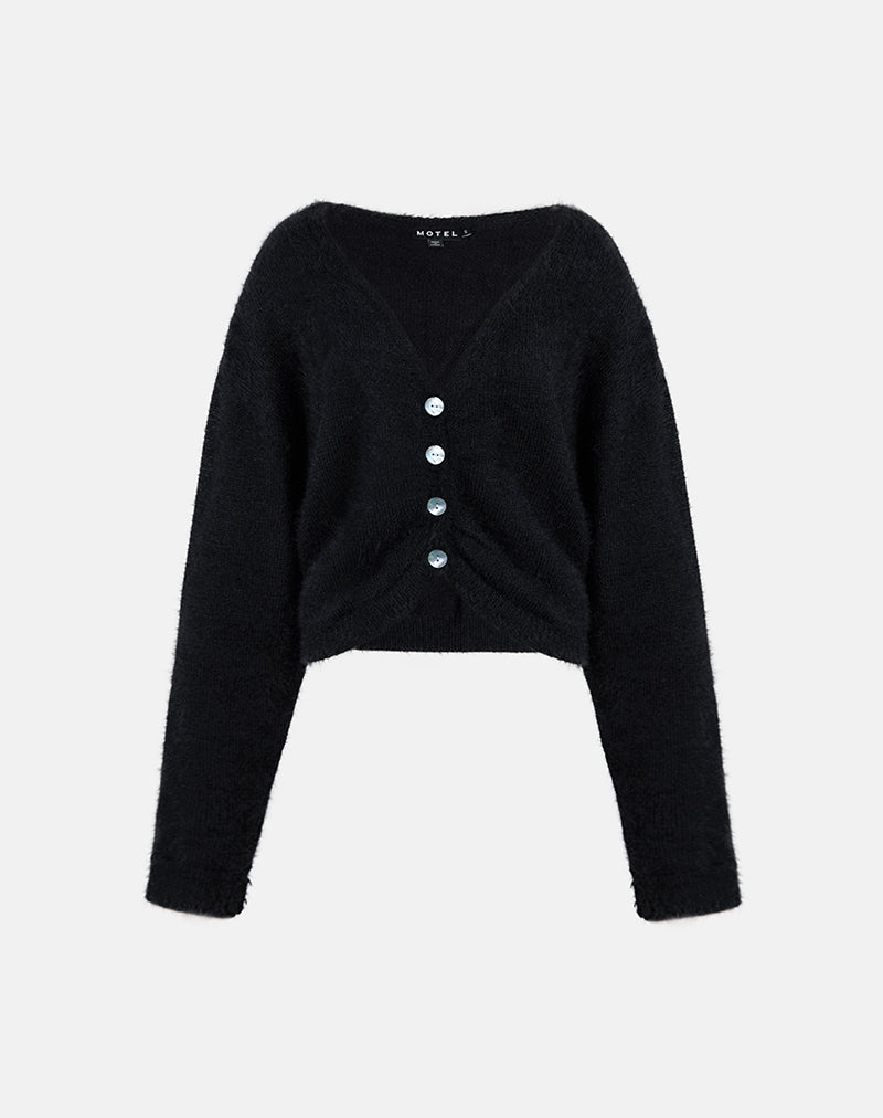 Image de Jiyo Cardigan froncé en tricot noir