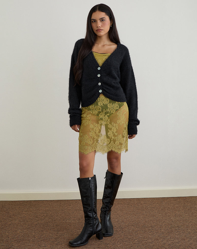 Jiyo Cardigan froncé en tricot noir