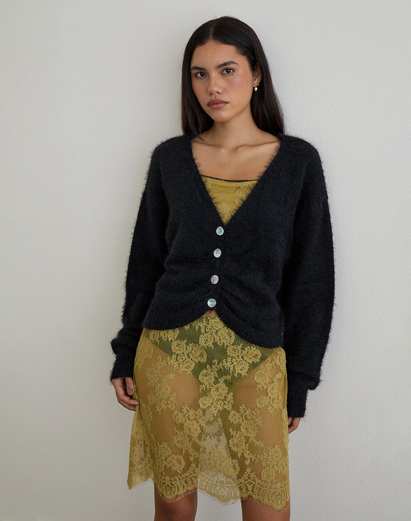 Image de Jiyo Cardigan froncé en tricot noir