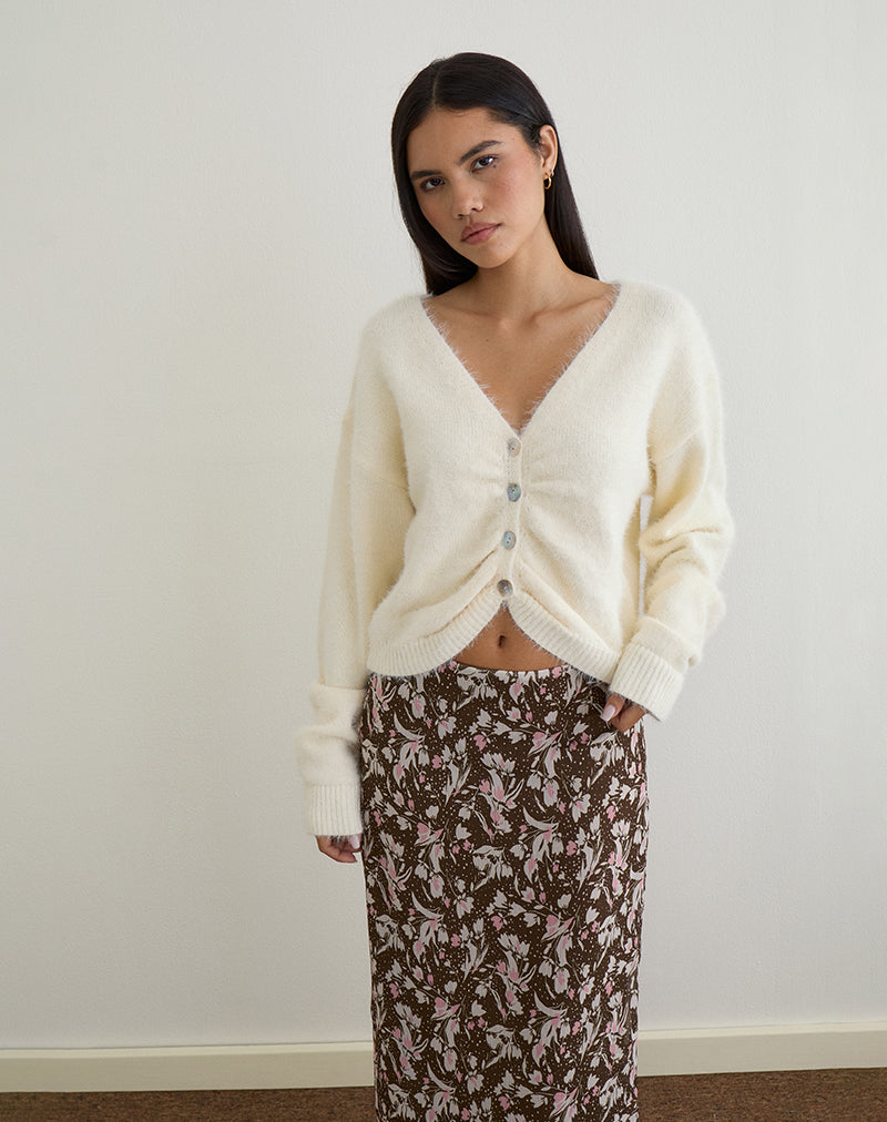 Image de Jiyo Cardigan froncé en maille ivoire