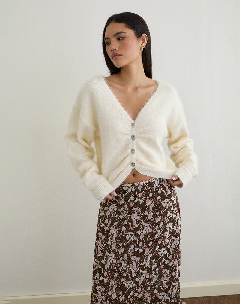 Image de Jiyo Cardigan froncé en maille ivoire