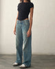 Image de Jeans parallèles à taille basse en bleu vintage vert