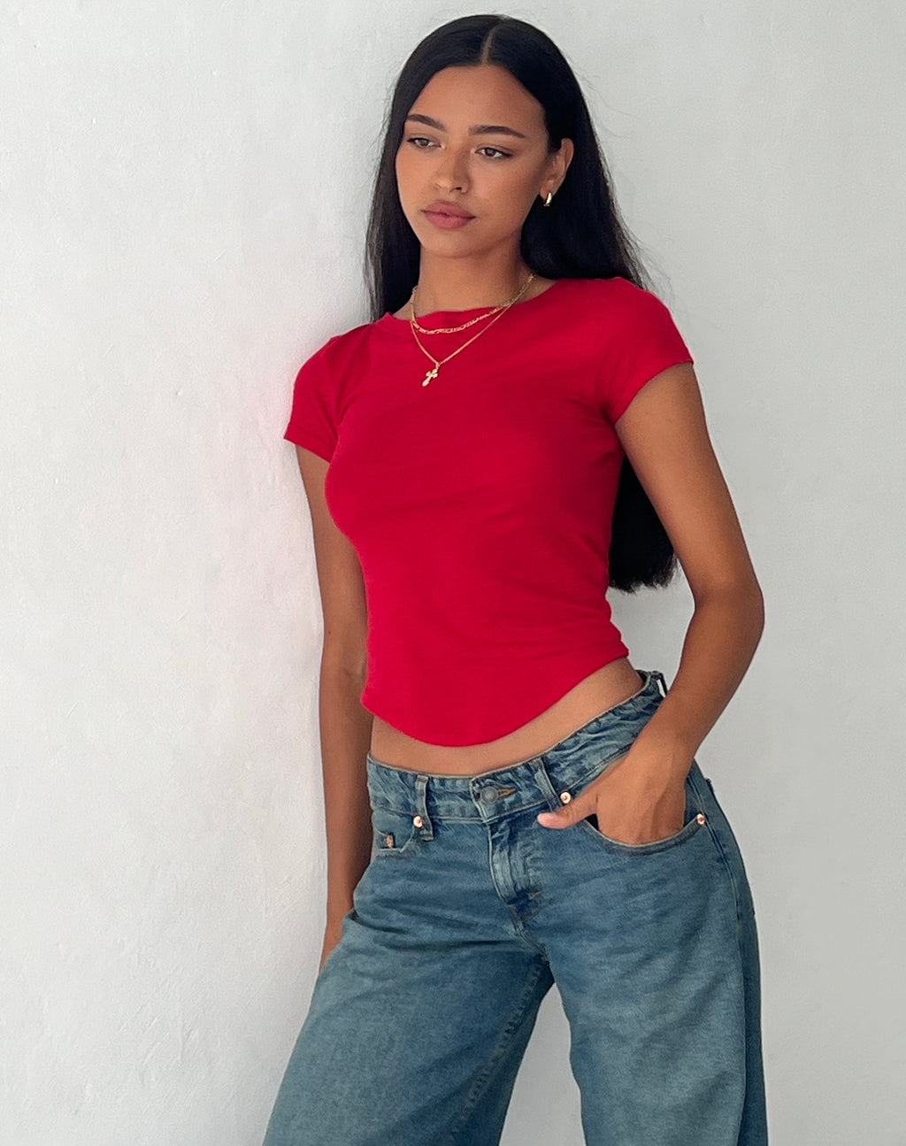 Tee-shirt en jersey Jojes, rouge tango