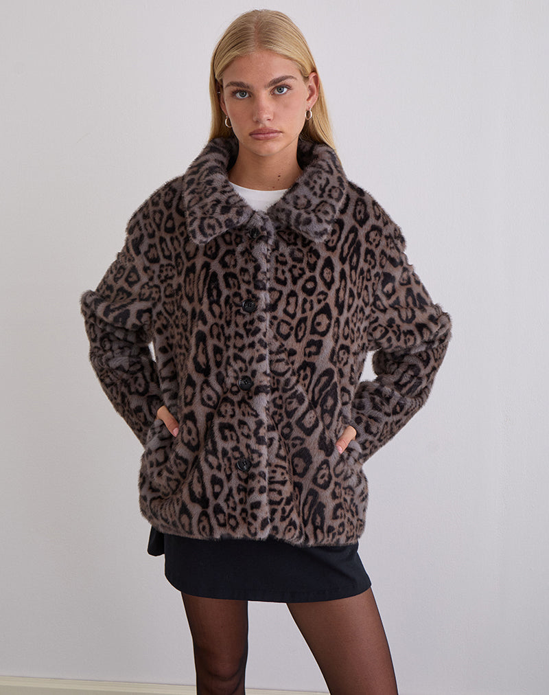 Image de la veste Joji en gris chaud léopard